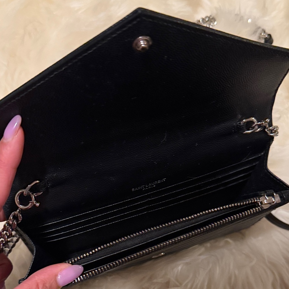 YSL Saint Laurent Black Quilted Chain Wallet Shoulder Bag - Picture 2 of 5